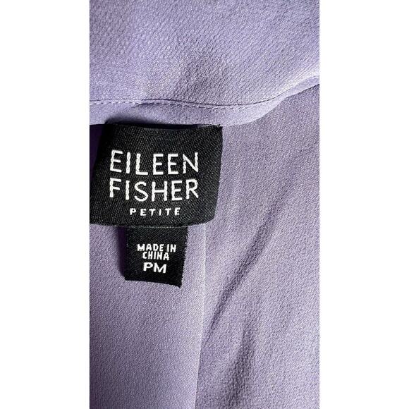 EILEEN FISHER Silk Georgette Crepe Full Length Side Zip Lilac Pants Petite M - Picture 5 of 8